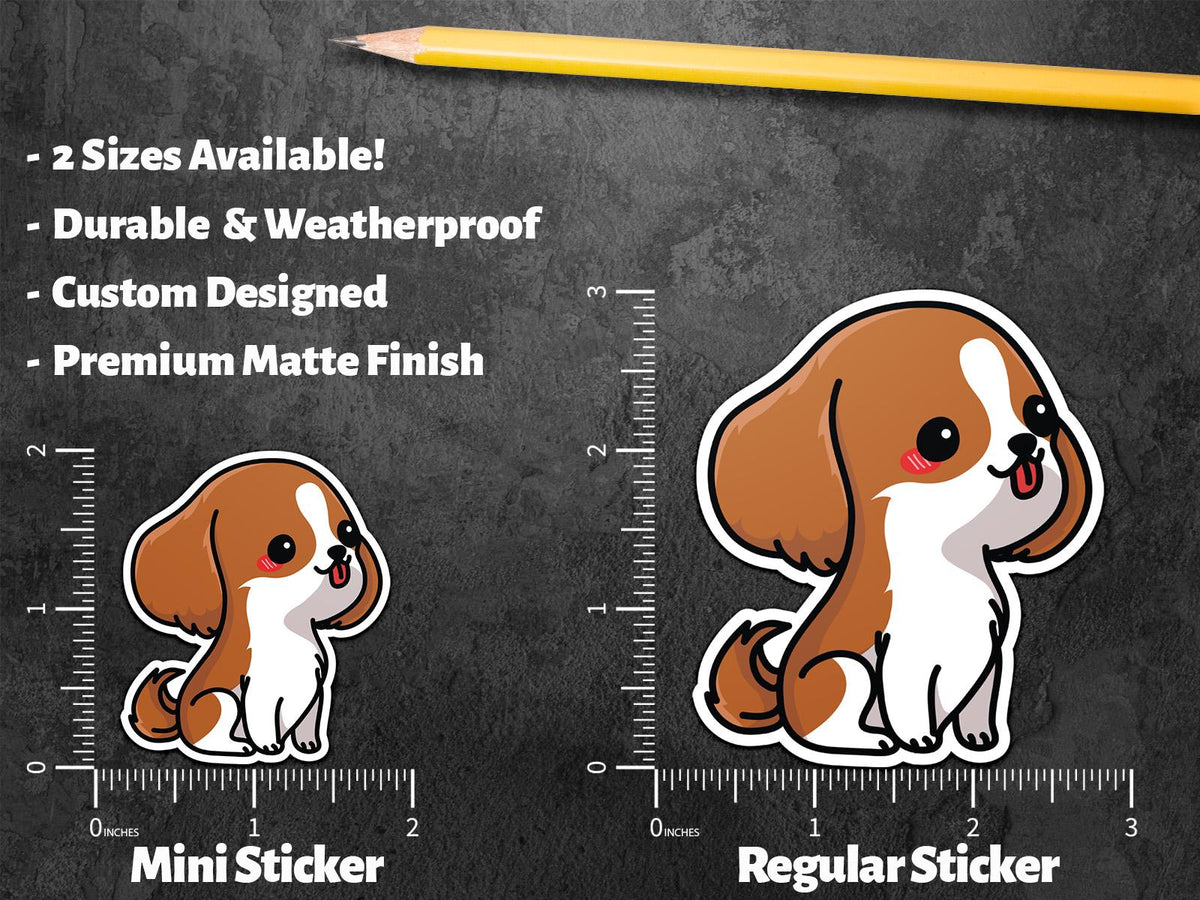Kawaii Dog Sitting sticker, white and brown dog – view 2