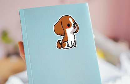 Kawaii Dog Sitting sticker, white and brown dog – view 3