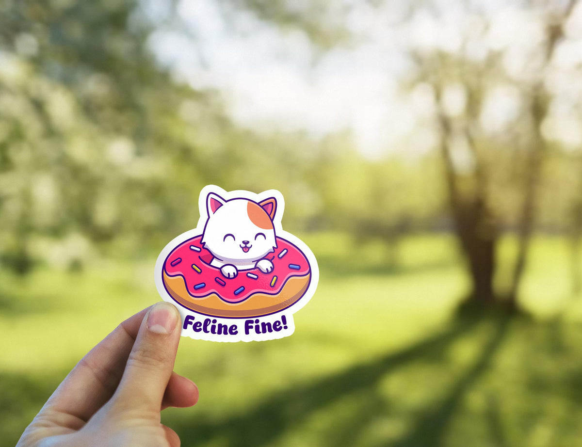 Cute Cat Feeling Fine (Feline Fine) sticker – view 3