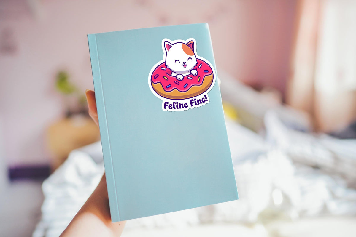 Cute Cat Feeling Fine (Feline Fine) sticker – view 4