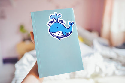Whale Done sticker, encouragement pun – view 4