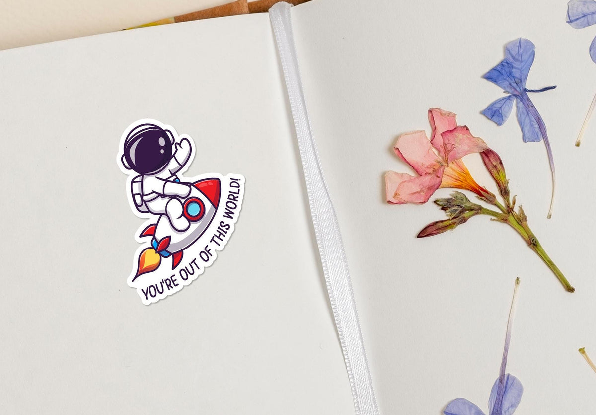 You’re Out of This World sticker, funny pun design – view 3