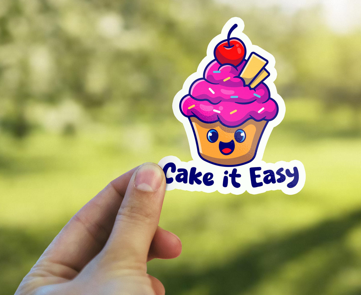Cake It Easy sticker, funny pun design – view 3