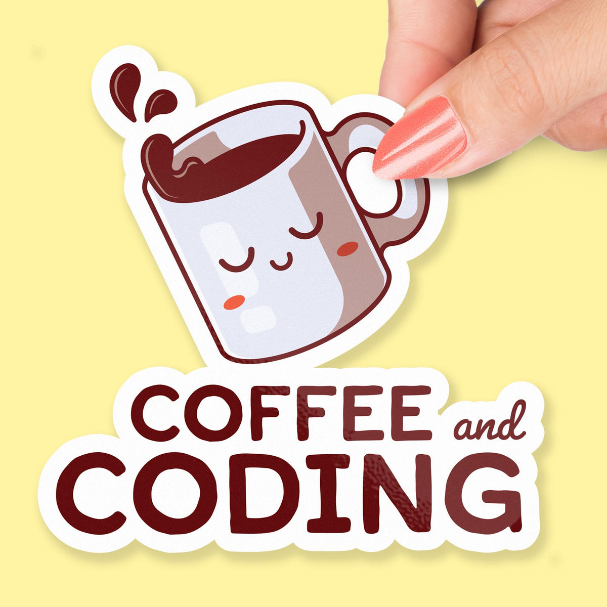 Coffee and Coding sticker, coding humor