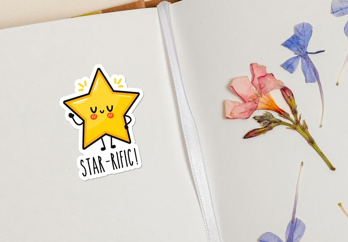 Star-rific sticker, fun pun design – view 3
