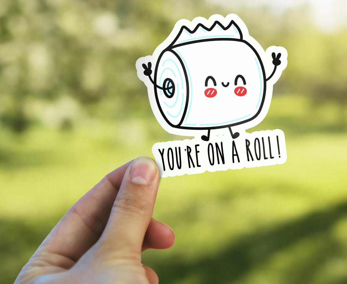 You're on a Roll sticker, fun pun design – view 4