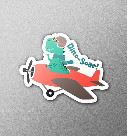 Dino-Soar sticker, funny pun design
