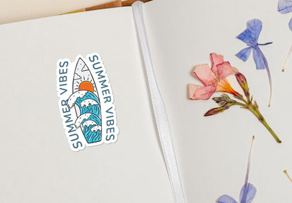 Summer Vibes Surfboard sticker, ocean surfboard art – view 4