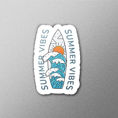 Summer Vibes Surfboard sticker, ocean surfboard art – view 2
