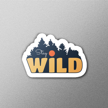 Wild Forest Sunset sticker, forest silhouette with vibrant sunset