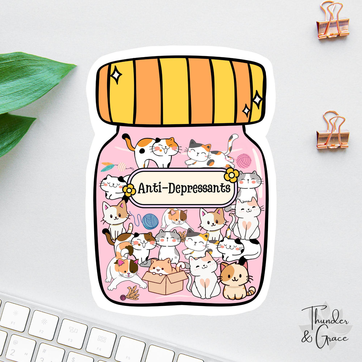 Anti Depressant sticker, emotional support cat
