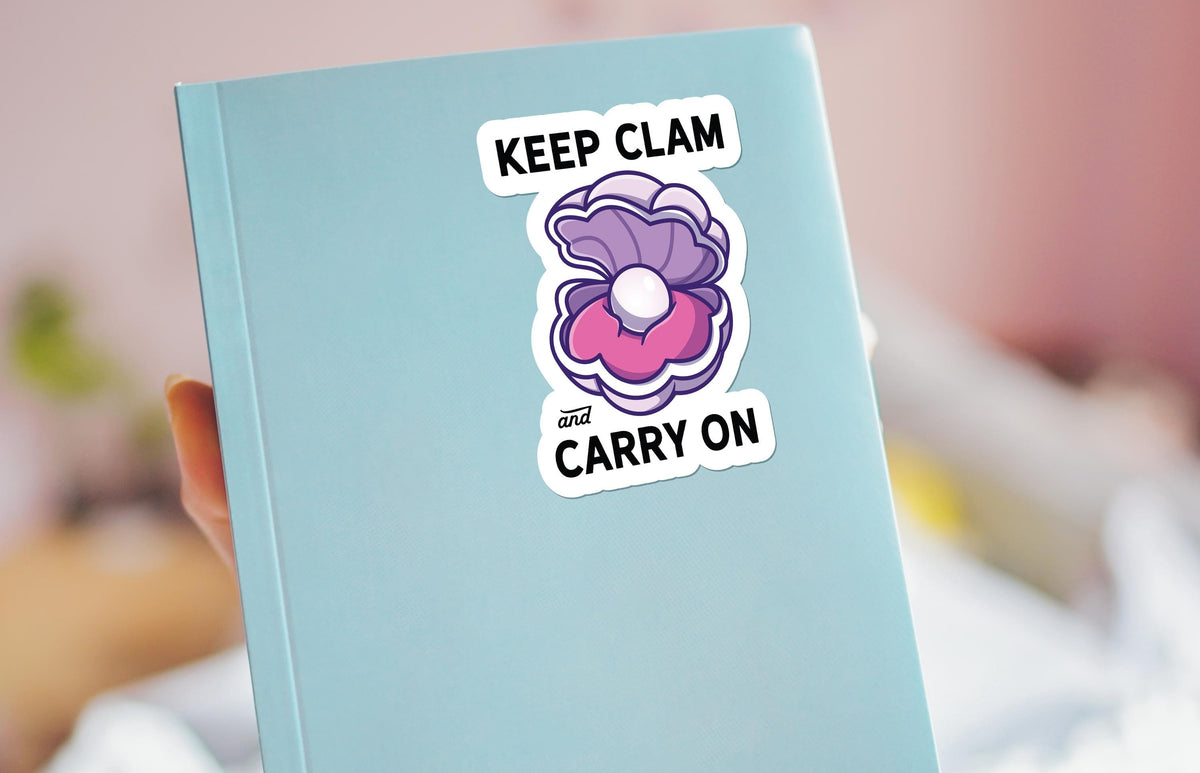 Keep Clam and Carry on sticker, cute clam design – view 3