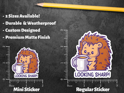 Looking Sharp Hedgehog sticker, cute hedgehog design – view 3