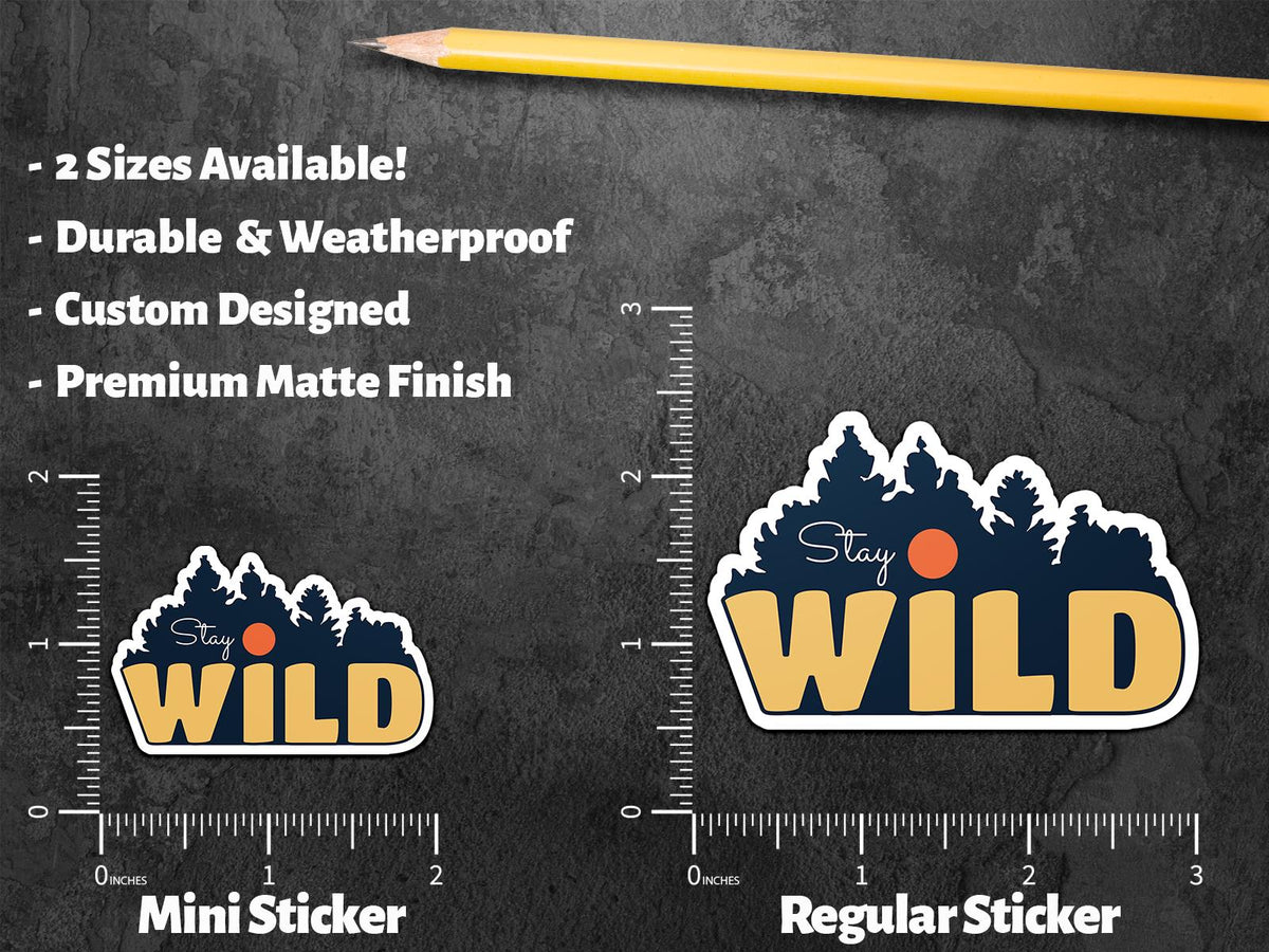 Wild Forest Sunset sticker, forest silhouette with vibrant sunset – view 2