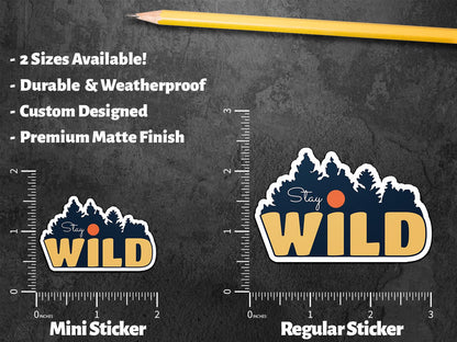 Wild Forest Sunset sticker, forest silhouette with vibrant sunset – view 2