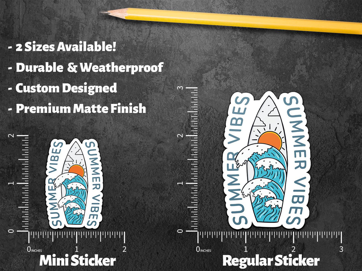 Summer Vibes Surfboard sticker, ocean surfboard art – view 3