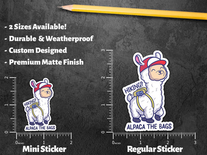 Hiking? Alpaca My Bags sticker, funny pun design – view 2