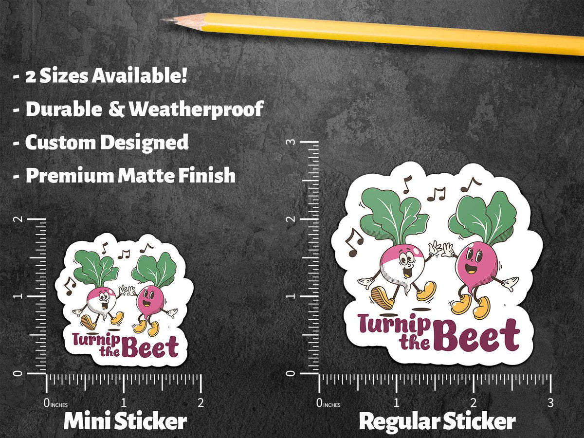 Turnip the Beet sticker, funny music pun – view 2