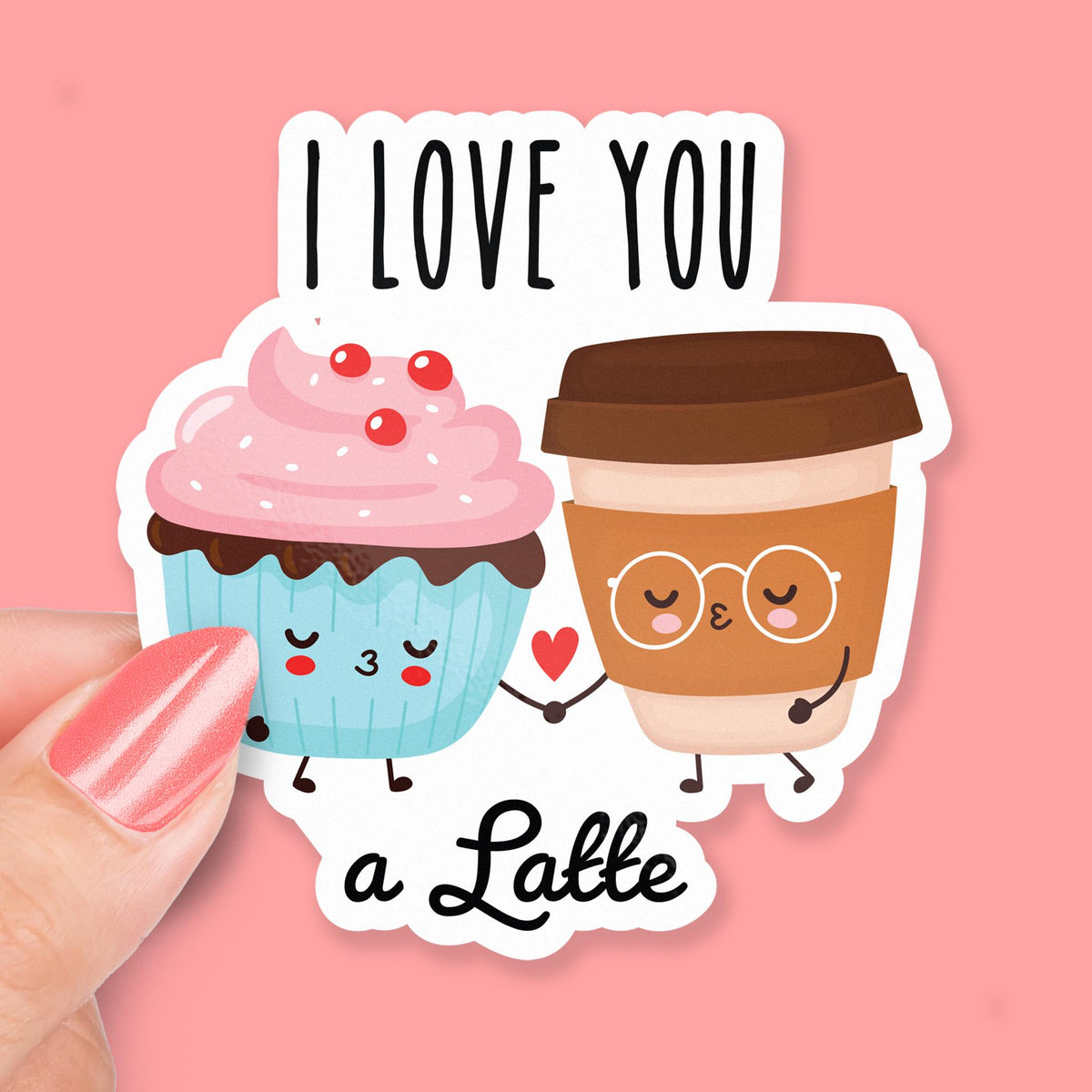 I Love You Latte sticker, adorable latte design