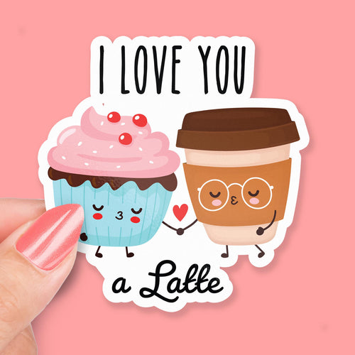I Love You Latte sticker, adorable latte design