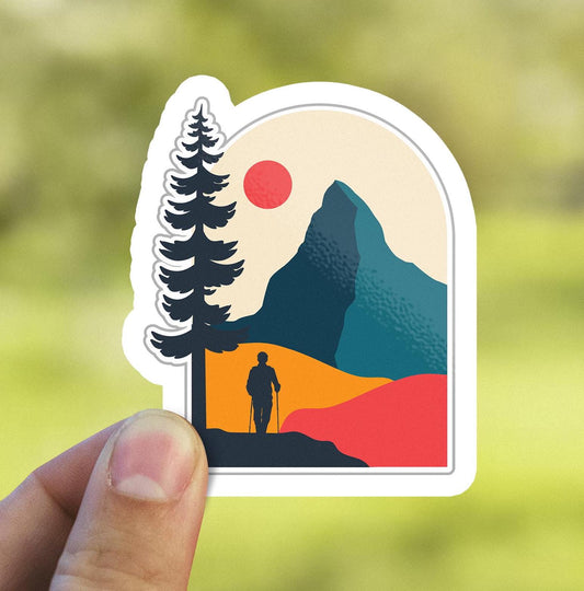 Camping Silhouette sticker, tent and trees design