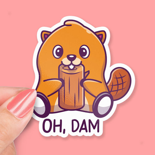 Oh Dam sticker, funny pun design
