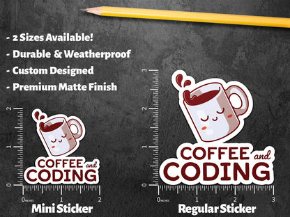 Coffee and Coding sticker, coding humor – view 2