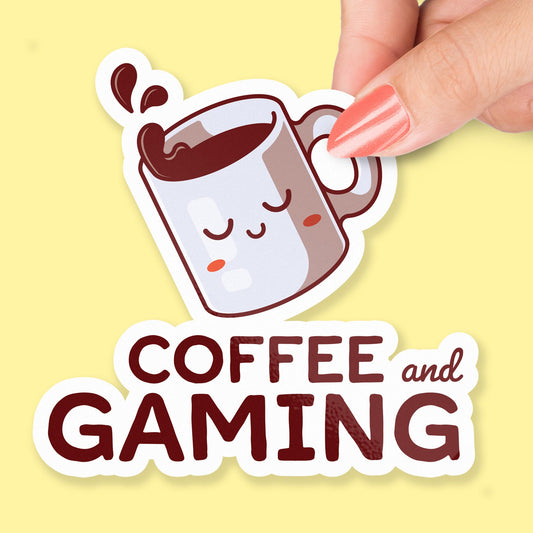 Coffee and Gaming sticker, gaming humor