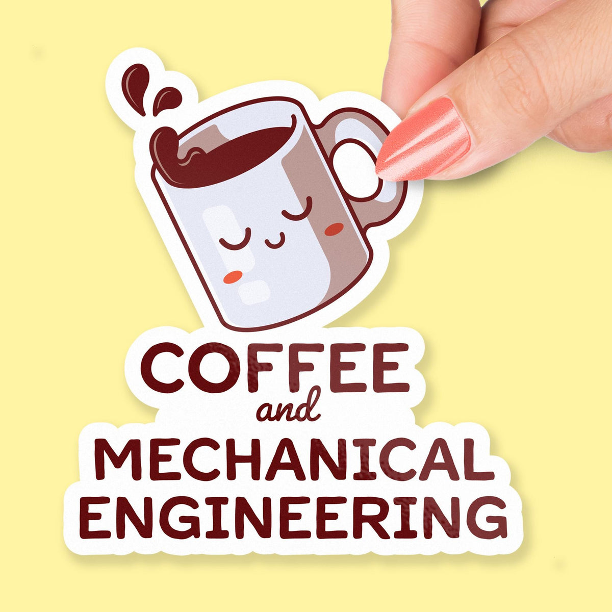 Coffee and Mechanical Engineering sticker, engineering humor