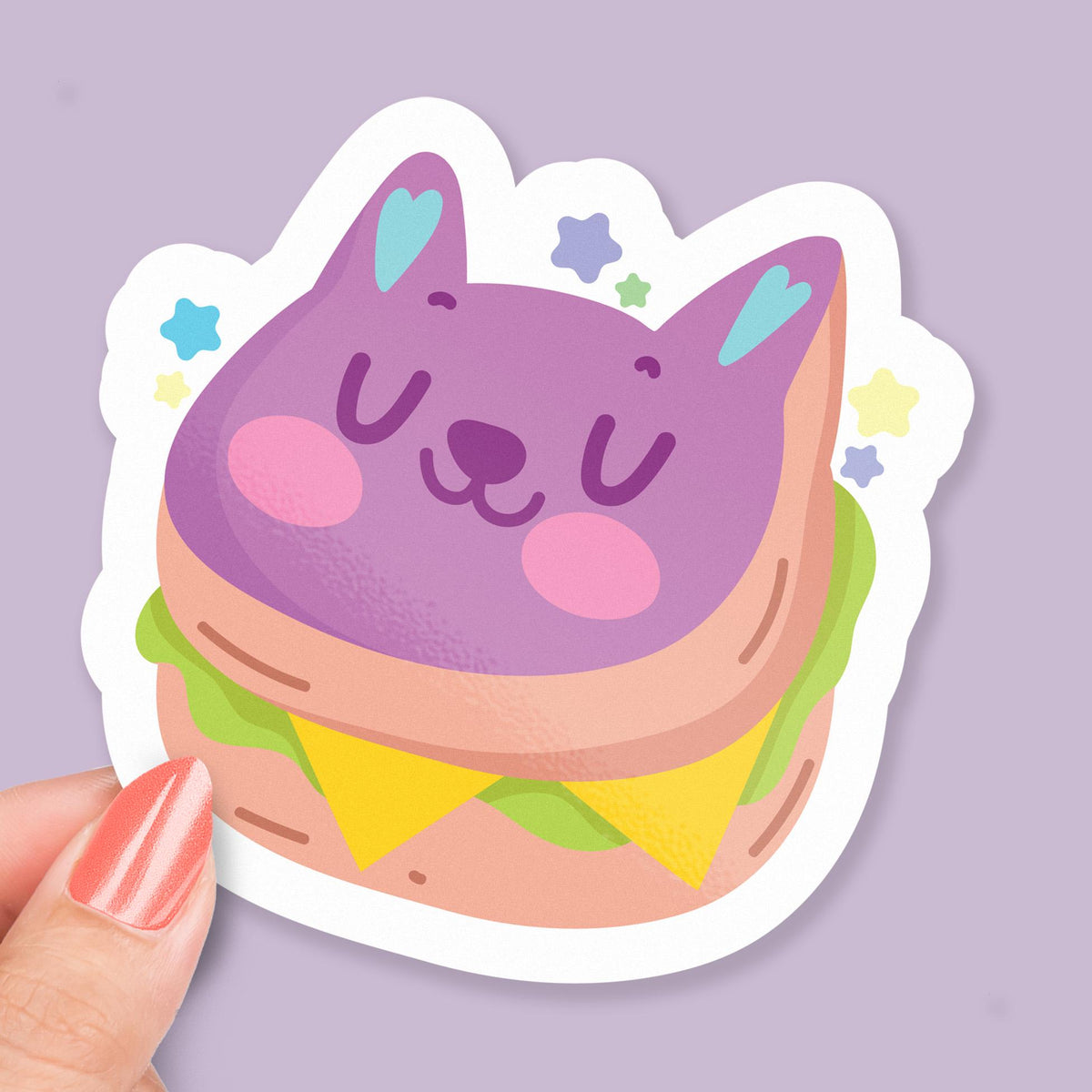 Cat Sandwich sticker, cute animal humor