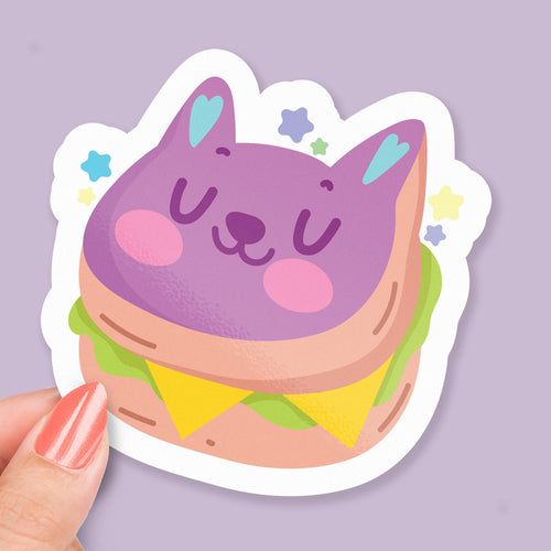 Cat Sandwich sticker, cute animal humor