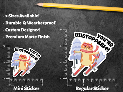 You’re Unstoppable sticker, motivational cat humor – view 2
