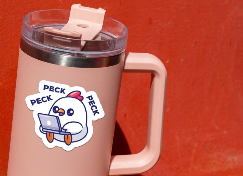 Peck Peck Peck sticker, typing noise pun – view 4