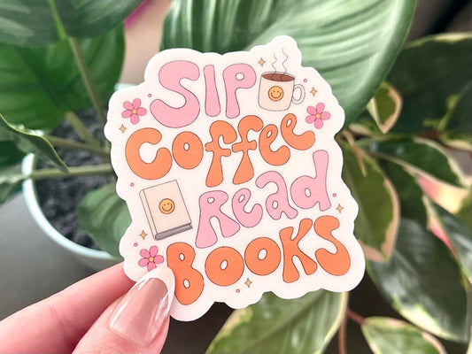 Sip Coffee Read Books sticker