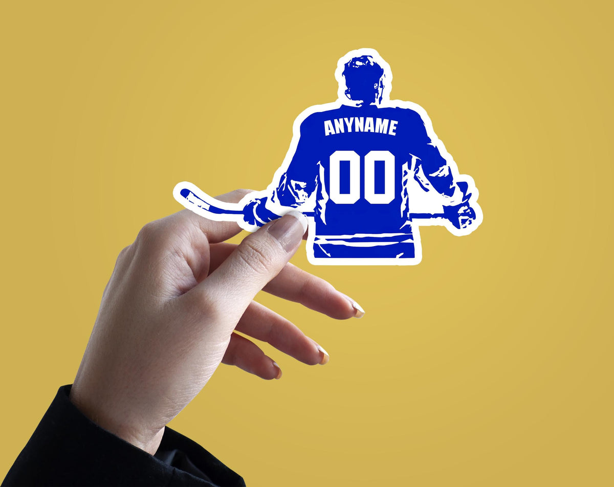Custom ice hockey jersey number sticker with a name in your colors – view 2