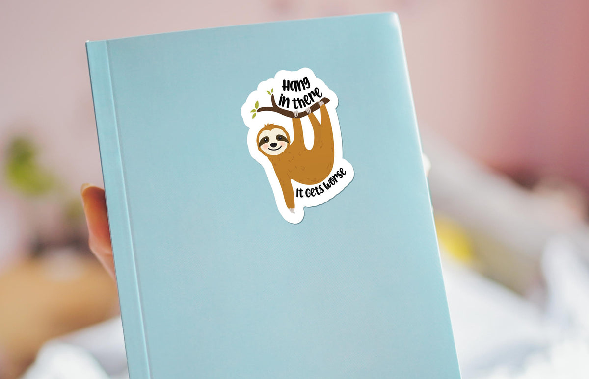 Hang in There sticker, cute sloth pun – view 3