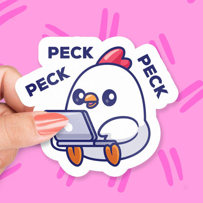 Peck Peck Peck sticker, typing noise pun