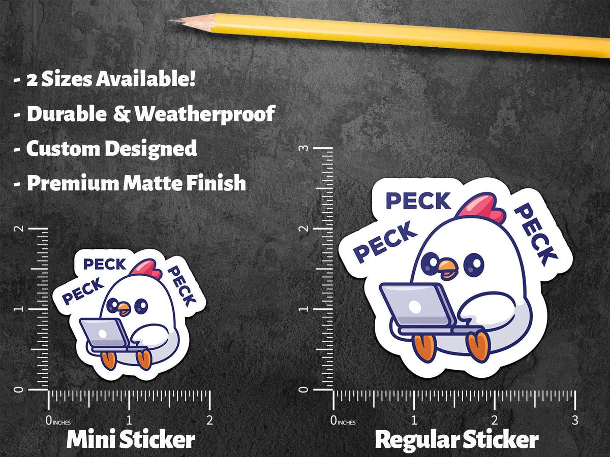 Peck Peck Peck sticker, typing noise pun – view 2