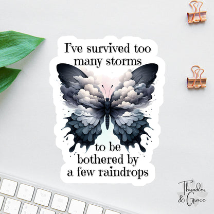 I've Survived Too Many Storms sticker, chaos coordinator