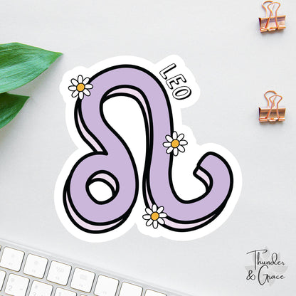 Leo sticker, retro zodiac