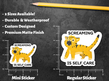 Screaming Is Self-Care sticker, sarcastic mental health – view 2