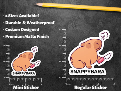 Snappbara sticker, cute capybara with knife – view 2