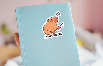 Snappbara sticker, cute capybara with knife – view 3