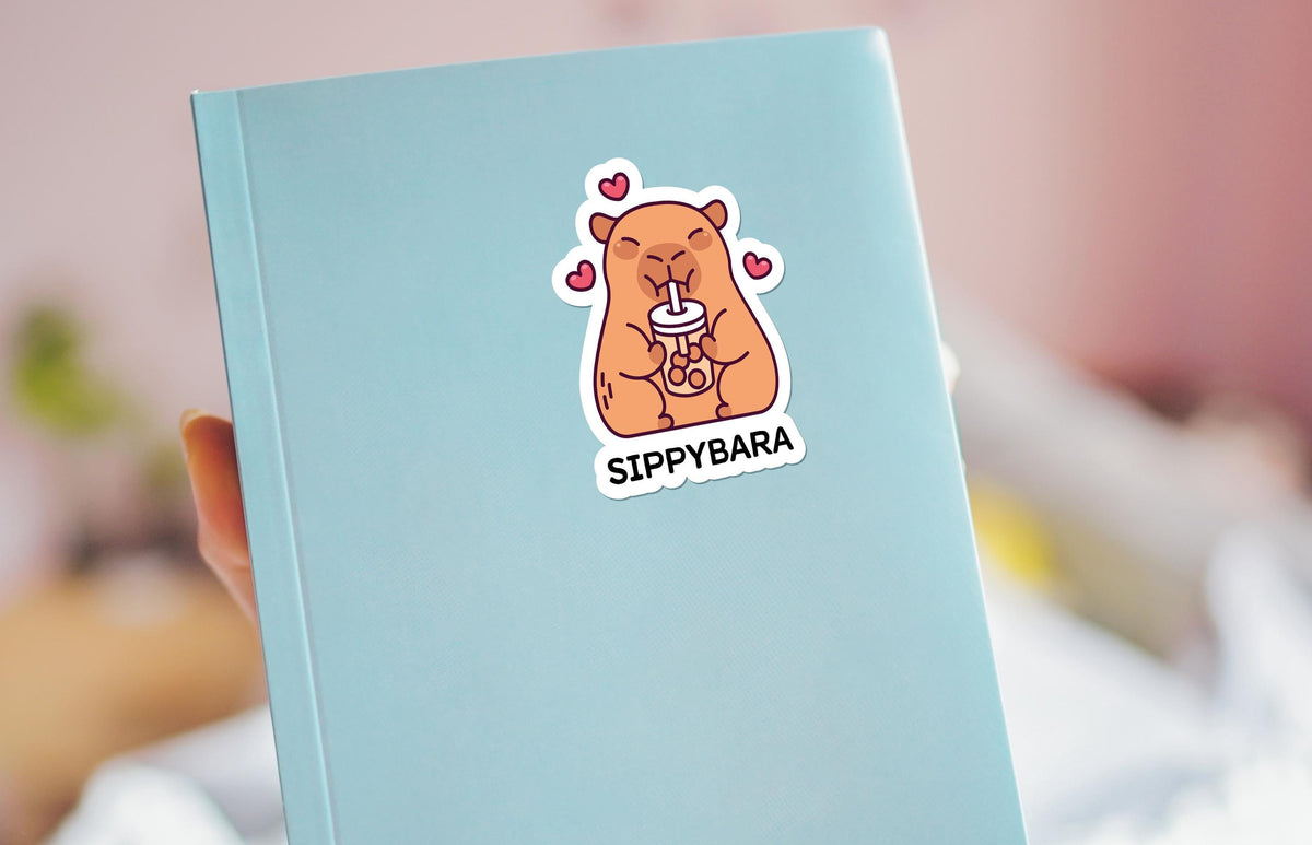 Sippybara sticker, cute capybara with bubble tea – view 3