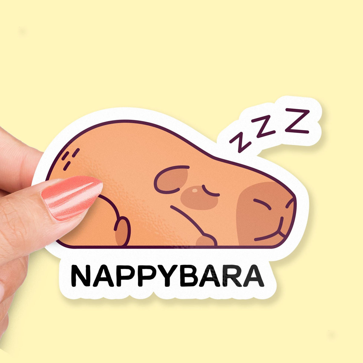 Nappybara sticker, cute sleeping capybara
