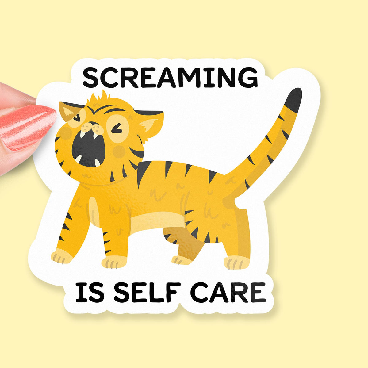 Screaming Is Self-Care sticker, sarcastic mental health