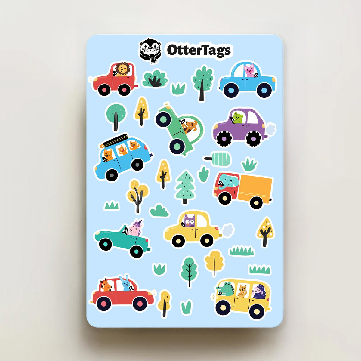 Cute Animals in Cars Sheet sticker sheet, fun vehicle – view 2