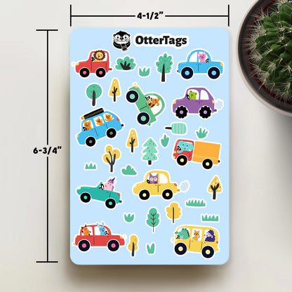 Cute Animals in Cars Sheet sticker sheet, fun vehicle – view 4