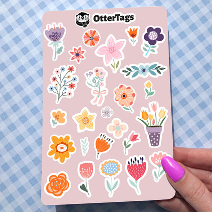 Botanical Flower Sheet sticker sheet, cute floral