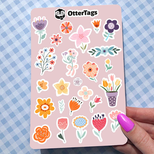 Botanical Flower Sheet sticker sheet, cute floral